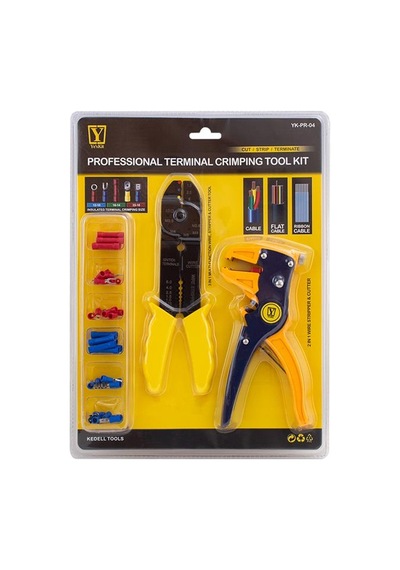 Yeskit Yk-pr-04 Terminal Sıkma Pensesi+kablo Sıyırma Pensesi+uç Seti Belirtilmemiş