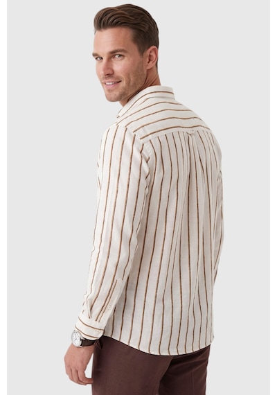 Deepsea Erkek %100 Pamuk Slim Fit Dar Kesim Keten Dokulu Çizgili Uzun Kollu Kahve Gömlek 2600034 Deepsea Erkek %100 Pamuk Slim Fit Dar Kesim Keten Dokulu Çizgili Uzun Kollu Kahve Gömlek 2600034