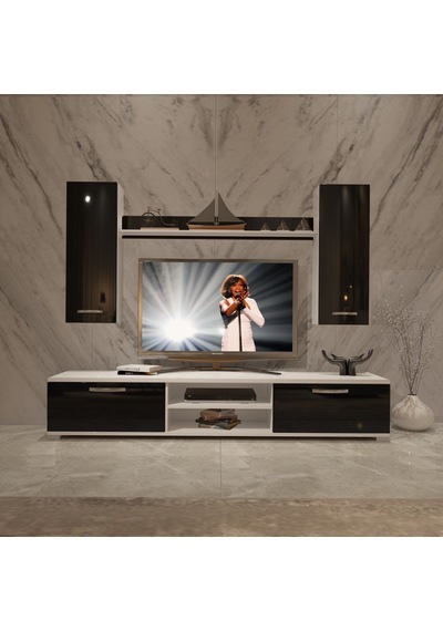 Decoraktiv Eko 7 Mdf Dvd Tv Ünitesi Tv Sehpası Beyaz - Siyah