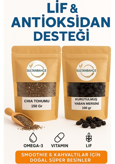 Sultanbahçe Chia Tohumu - 150 Gr Yaban Mersini - 100 Gr Kuru Meyve Çiya Tohumu Çihatohumu