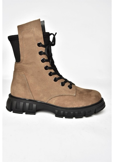 Fox Shoes N555101501 Vizon Hakiki Deri Nubuk Kadın Postal Bot Vizon