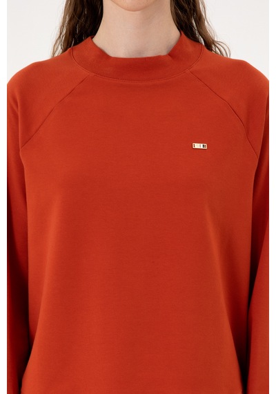 U.S. Polo Assn. Kadın Kiremit Regular Bisiklet Yaka Basic Sweatshırt 50313610-VR031