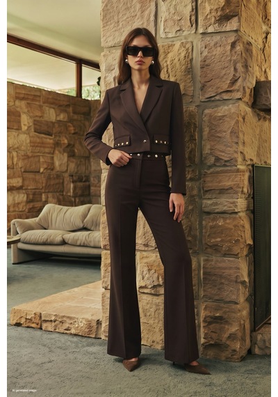 Sateen Sally Pantolon - Kahve-137907