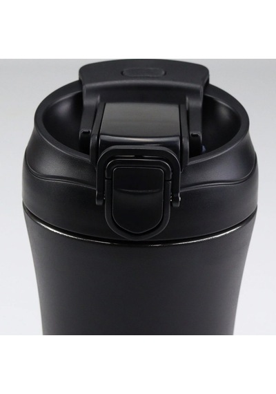 Paslanmaz Çelik Bardak Mug Termos 380 Ml Çift Katmanlı, Sızdırmaz Kapaklı-284 Siyah