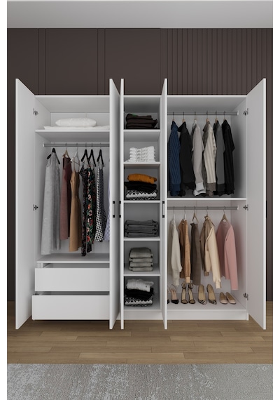Yatak Odası Takımı 5 Parça %100 Mdf Gardırop Şifonyer Makyaj Masası Komodin Ytk02