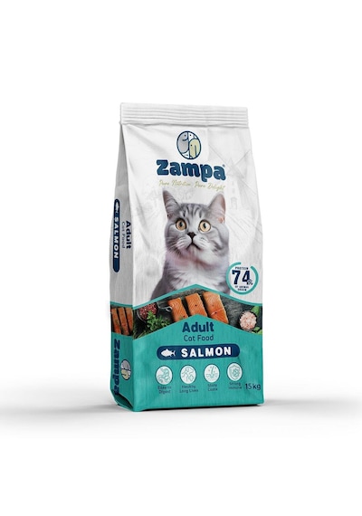 Zampa Tam ve Dengeli Somonlu Yetişkin Kediler İçin Kuru Mama 15 KG