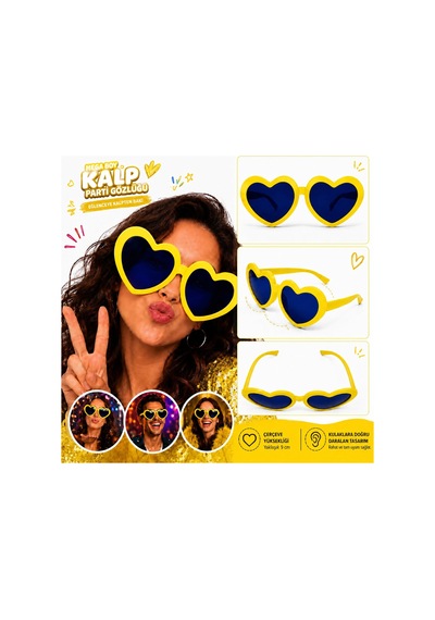 Mega Boy Sarı Kalp Parti Gözlüğü - Wcav-884438 18