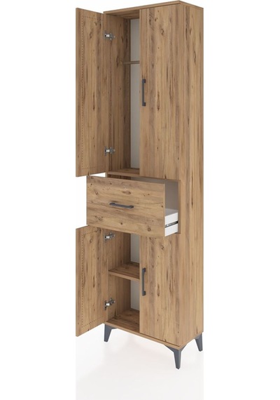 Arges Dolap 2 Raflı Tek Çekmeceli Tek Askılı 60x30x221 Çam-çam Çam