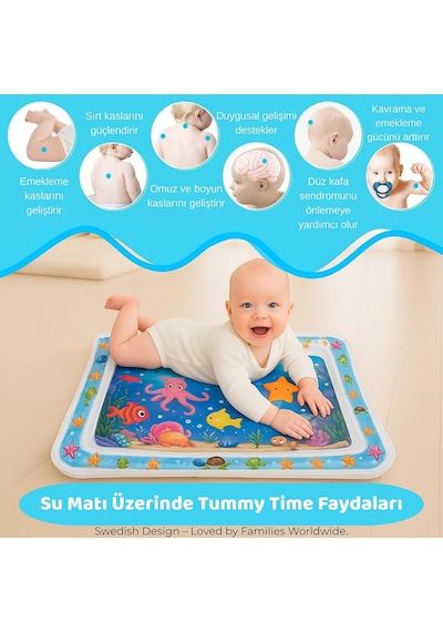 Sweden Baby Bebek Su Oyun Matı Tummy Time Test Raporlu, Sızdırmaz Ve Bpa'sız