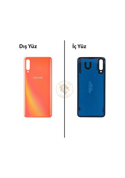 Samsung Galaxy A50 Mercan Renk Arka Kapak Arka Cam Batarya Kapağı Pil Kapağı Lazer Kesim Back Cover Galaxy A50 Uyumlu