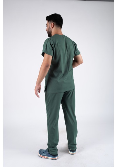 Likralı Avcı Yeşil Erkek Hemşire Ve Doktor Forması Takımı Scrubs Hastane Üniforması Likralı Avcı Yeşil Erkek Hemşire Ve Doktor Forması Takımı Scrubs Hastane Üniforması