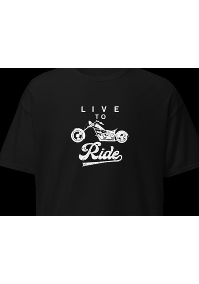 Wildstyle Live To Ride Motosiklet Özgürlük Vintage Motor Baskılı Unisex Bisiklet Yaka Pamuklu Tişört - Siyah