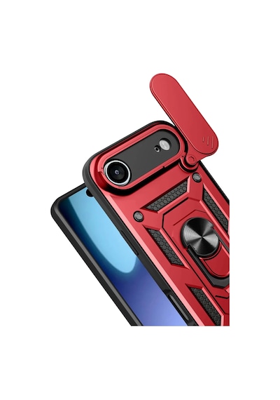 Newface Apple İphone 17 Air Pars Lens Yüzüklü Silikon - Kırmızı