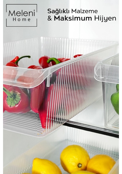 1 Adet Dolap İçi Buzdolabı Düzenleyici - Meyve Sebze Saklama Kabı Buzdolabı Organizer Sepet 6 Litre Şeffaf