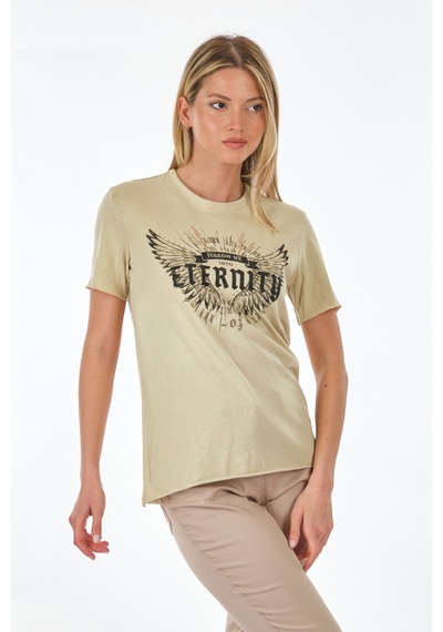 Only Bisiklet Yaka Baskılı Açık Yeşil Kadın T-shirt 15286658 001