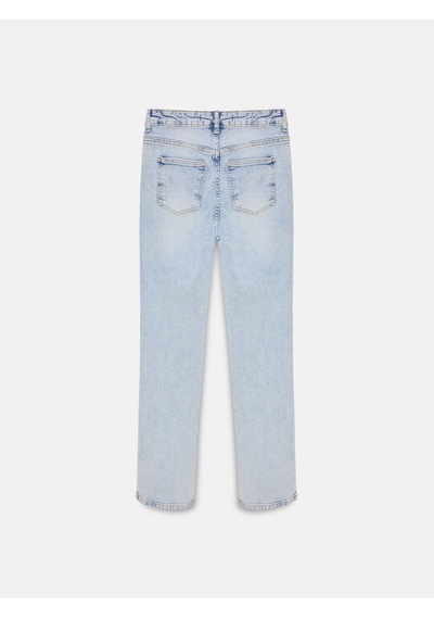Dilvin 72326 Yanı Yırtmaçlı Straight Jean-mavi