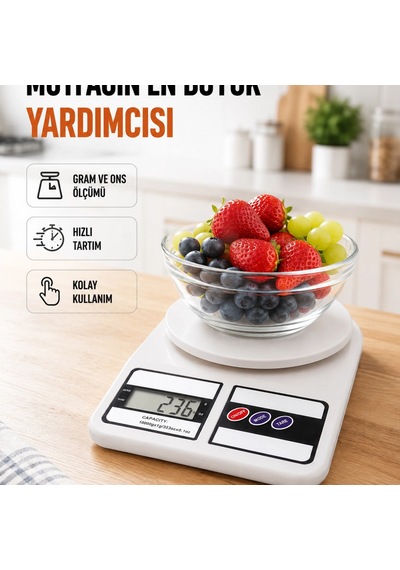 Beyaz Plastik Dijital Mutfak Tartısı 24x16.8x1.5cm Renkli 49810300