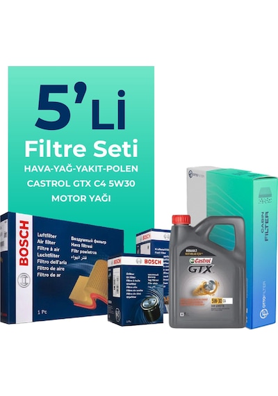 Bosch Renault Master 2.3 Dizel Filtre Bakım Seti Castrol Motor Yağlı (2011-2021) 5 Li
