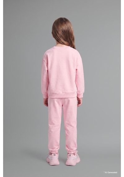 Defacto %100 Pamuk Baskılı Sweatshirt Üst Lastikli Paça Alt 2li Takım Kız Bebek I4475a526aupn167 Pembe-pn167
