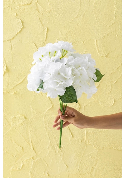 Yapay Ortanca Çiçeği 35 Cm 7 Dal Beyaz