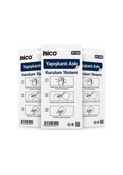 İbico İ17-018 Plastik Askı 3 Adet Tekli Gold Uçlu Deniz Kabuk Yapışkanlı Montaj Beyaz Mika Kristal - 12'li Paket