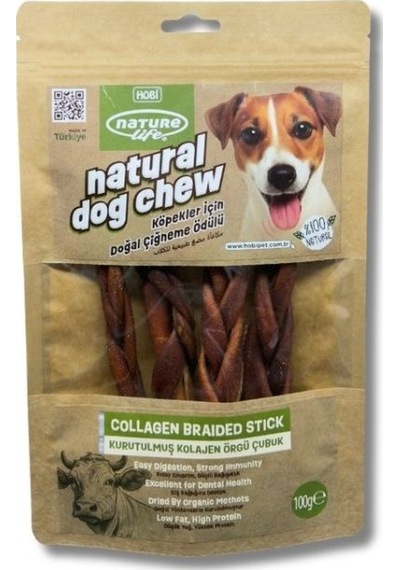 Naturelife Kurutulmuş Kolajen Örgü Çubuk Köpek Çiğneme Ödülü 100 Gr