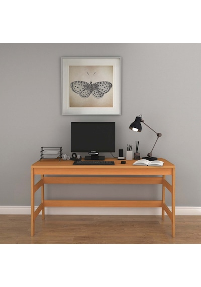 Woodesk Bohem, Ahşap, Masa Ve Köşe Kitaplık Takımı, Tik Renk Teak