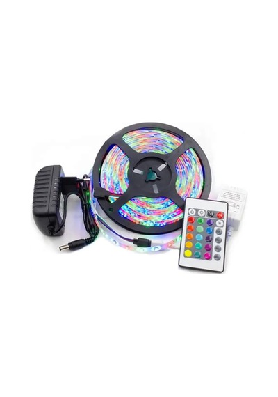5 Metre Rgb Şerit Led Aydınlatma Seti - Tak Çalıştır Ambiance Light - Uzaktan Kumandalı Ve Adaptörlü Çok Renkli