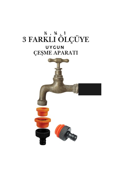 3 Farklı Ölçülü Bahçe Hortum Bağlantı Adaptörü 1/2" - 3/4" - 1" Uyumlu Hortum Eki Musluk Eki Md306 Diğer
