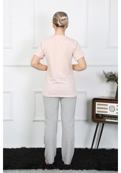 Akbeniz Kadın Kısa Kol Penye Pijama Takım 4207 Pudra