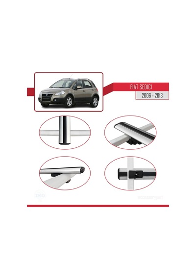 Fiat Sedici 2006-2013 Arası İle Uyumlu Basic Model Ara Atkı Tavan Barı Gri 3 Adet
