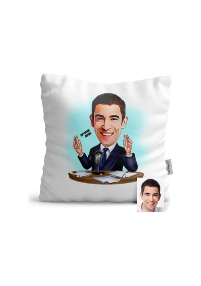 Kişiye Özel Bay Spiker Karikatür Saten Yastık - 1