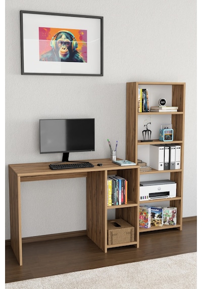 Kitaplıklı Çalışma Masası Bilgisayar Masası Raflı Öğrenci Ofis Masası 5 Raflı Ders Çalışma Masası Atlantik Çam Kitaplıklı Çalışma Masası Bilgisayar Masası Raflı Öğrenci Ofis Masası 5 Raflı Ders Çalışma Masası Atlantik Çam