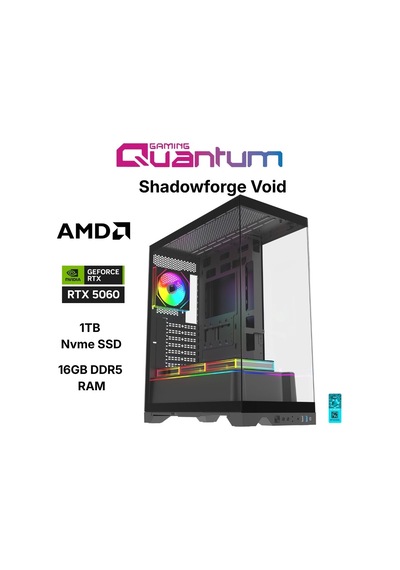 Quantum Gaming Shadowforge VOID R5-7500F 16 GB 1 TB NVMe SSD 8 GB RTX5060 Free Dos Masaüstü Oyuncu Bilgisayarı