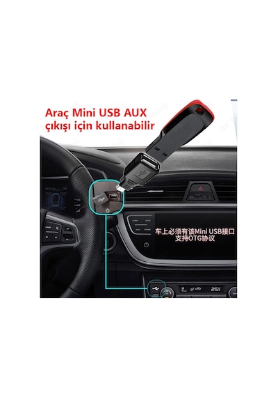 USB Dişi to Mini USB Erkek OTG Araç AUX Çevirici Adaptör
