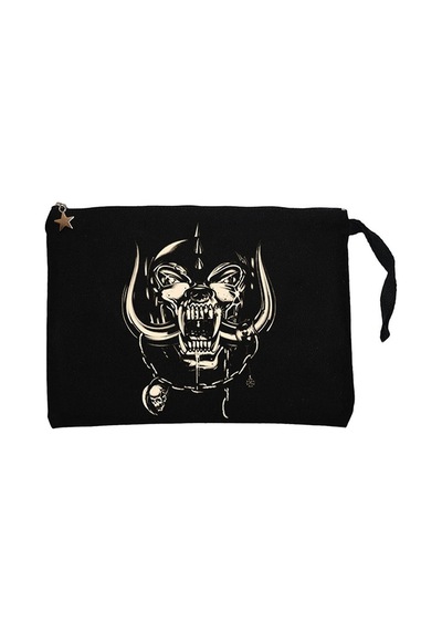 Motörhead Logo Siyah Clutch Astarlı Cüzdan / El Çantası Siyah