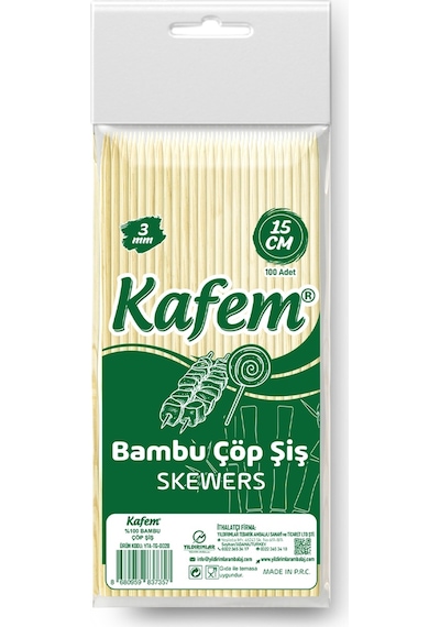 Kafem Bambu Çöp Şiş 15 cm 3 mm 100 Lü X 10 Paket