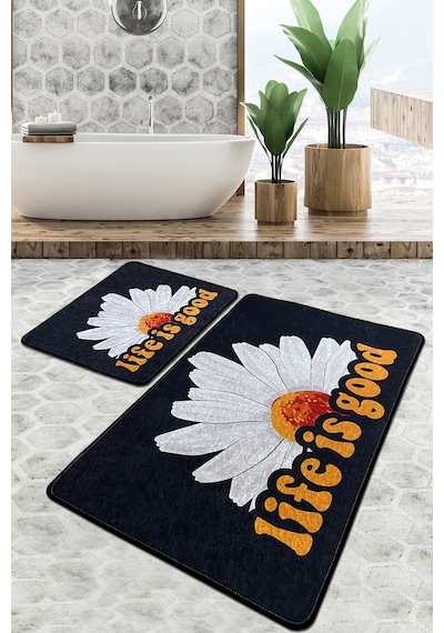 Life Is Good Banyo Halısı Djt 2 Li Set Banyo Paspası Kaymaz Tabanlı Klozet Takımı Çok Renkli