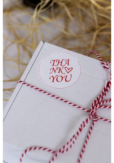 Thank You Yazılı Oval Beyaz 40 Mm Yuvarlak Yapışkanlı Sticker Etiket 120 Adet