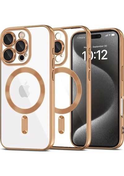 Newface Apple İphone 16 Pro Kılıf Kross Magneticsafe Kapak - Çöl Titanyum Açık Altın