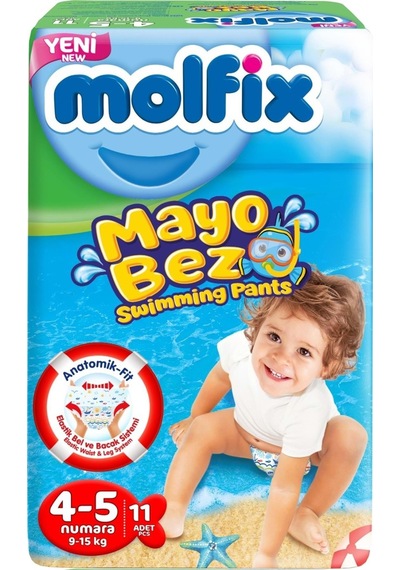 Molfix Swimming Pants Mayo Bez 4 - 5 Numara 9 15kg 33 Adet 3'lü