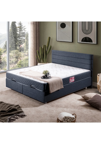 Sofia Çift Kişilik Baza Başlık Letto Yatak Seti - Lacivert 180 x 200