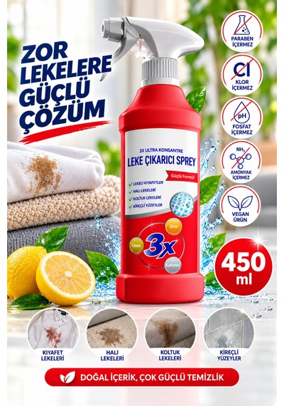 3x Ultra Konsantre Leke Çıkarıcı Sprey 450 Ml