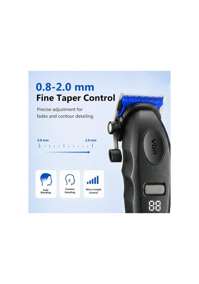 Şarjlı Tıraş Makinesi V-887c - 9000 Rpm 240 Dakika Dlc Seramik Bıçak - Siyah
