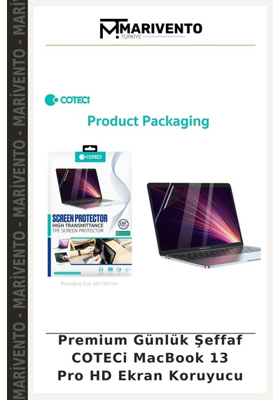 Premium Günlük Şeffaf Coteci Macbook 13 Pro Hd Ekran Koruyucu