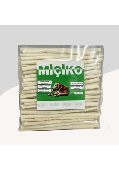 Miçiko Sütlü İnce Burgu Çubuk Köpek Ödül Ve Çiğneme Kemiği 12 Cm 50'li