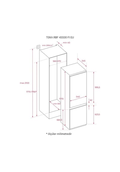 Teka RBF 43330 FI EU 242 L No-Frost Ankastre Buzdolabı