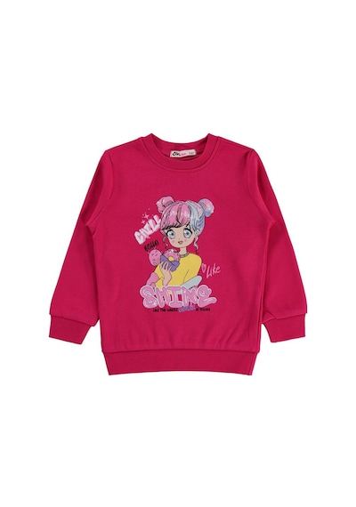 Civil Girls Anime Baskılı 2-5 Yaş Sweatshirt - Fusya Fuşya