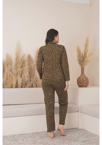 SUDE HOMEWEAR Kadın Uzun Kol Gömlek Pijama Takımı Siyah