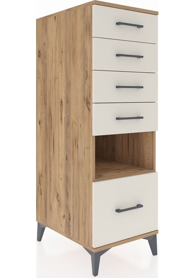 Kronos Dolap Tek Raflı 5 Çekmeceli 44x59x134 Çam-aytaşı Atlas Çam
